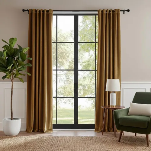 Vista 14 de RYB HOME Cortinas de terciopelo 100% opacas para sala de estar, cortinas de guardería con bloqueo de luz, 2 paneles, cortinas de ventana con Beige