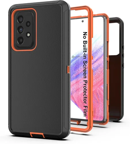 Vista 10 de Funda protectora resistente para Galaxy A53 5G, funda protectora resistente con [3 en 1] Cubierta de protección a prueba de golpes de goma Negro
