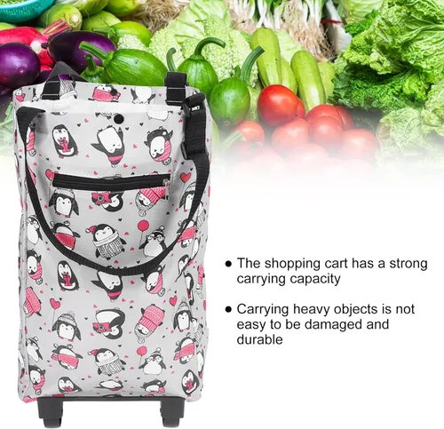 Vista 5 de Carrito de compras plegable con ruedas,Carro doméstico Carros de comestibles que reducen la carga,Carritos de compras de moda y prácticos