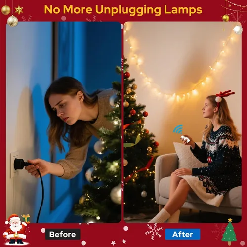 Vista 7 de LoraTap Toma de control remoto (interruptor de luz de árbol de Navidad): interruptor de pared inalámbrico - Rango interior de 100 pies - Toma
