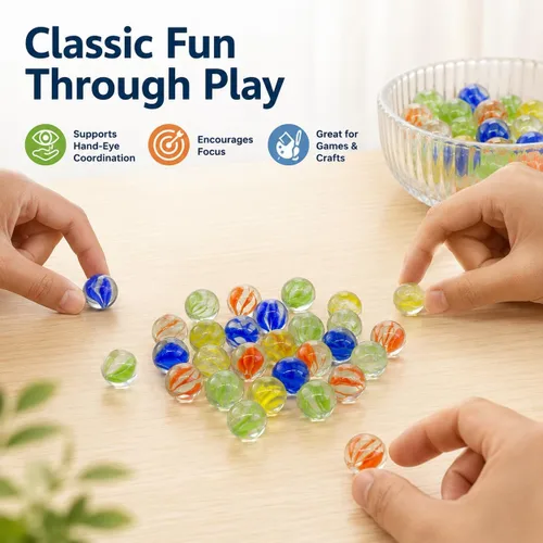 Vista 9 de 30 canicas de vidrio de 1 pulgada a granel, canicas de ojos de gatos a granel para juego de rebote de mármol, relleno de jarrón, recuerdos de fiesta