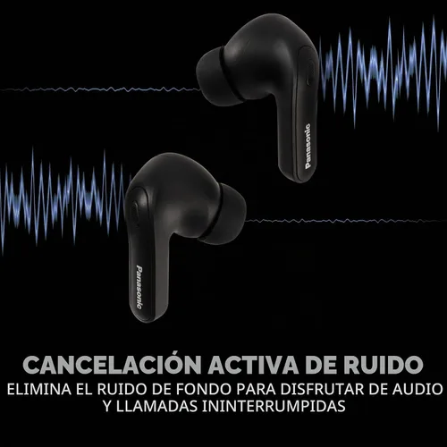Vista 4 de Panasonic ErgoFit - Auriculares inalámbricos con cancelación de ruido, auriculares intrauditivos con graves potentes XBS, Bluetooth 5.3, estuche
