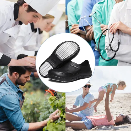 Vista 6 de Zapatos de chef para hombre zapatos de cocina para hombre zapatos de trabajo antideslizantes para mujer zuecos cómodos de enfermería zapatos