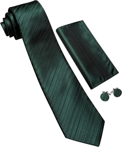 Vista 394 de Barry.Wang Juego de corbatas para hombre, corbata de seda a rayas, tejido a cuadros, gemelos formales, negocios, boda