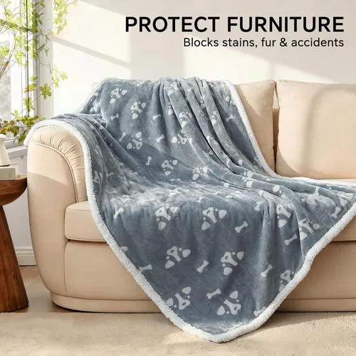 Vista 5 de Luciphia Mantas impermeables para mascotas para sofá o cama, a prueba de orina líquida, lavable, suave, esponjosa, manta reversible para perros