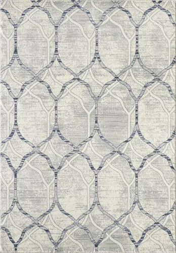 Vista 3 de Abani Alfombra moderna de 3 x 5 pies, diseño geométrico gris y azul, colección Arto