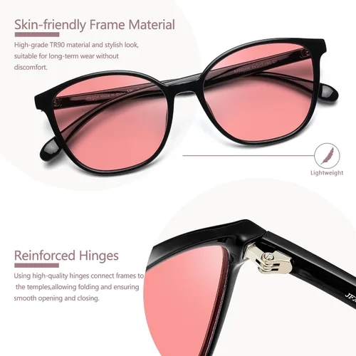 Vista 4 de Women's Fluorescent-41 Rose Tinted Blue Light Blocking Glasses for Migraine, Light Sensitivity, Photophobia RF6208