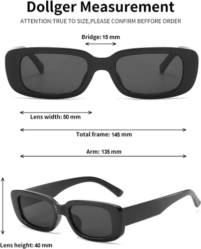 Vista 5 de Dollger Lentes de sol rectangulares para mujeres y hombres, de moda, retro, a la moda, protección UV 400, cuadrado Fram
