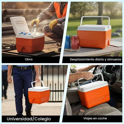Vista 3 de Pequeña carcasa rígida para enfriar, hielera con mango retráctil, pequeña caja de refrigeración dura con retención de hielo de 3 a 4 días, enfriador