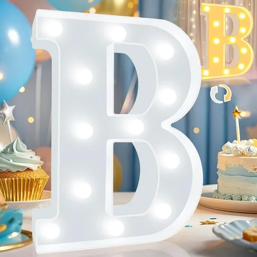 Vista 31 de Pooqla Letras con luces LED de marquesina, letras decorativas iluminadas en blanco cálido y blanco frío, letras del alfabeto iluminadas para niños