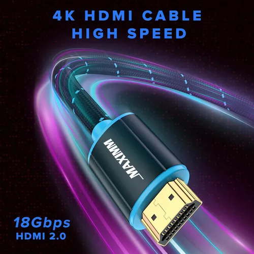 Vista 3 de Maximm Cable HDMI 4K de 1.5 pies, paquete de 10, trenzado, 18 Gbps, chapado