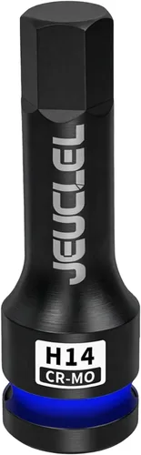 Vista 19 de Vaso de Punta de Impacto Hexagonal de 4mm, H4 Vaso Allen de Impacto de 1/2 Pulgada, Adaptador de Destornillador Hexagonal Alargado de Acero Cr-Mo