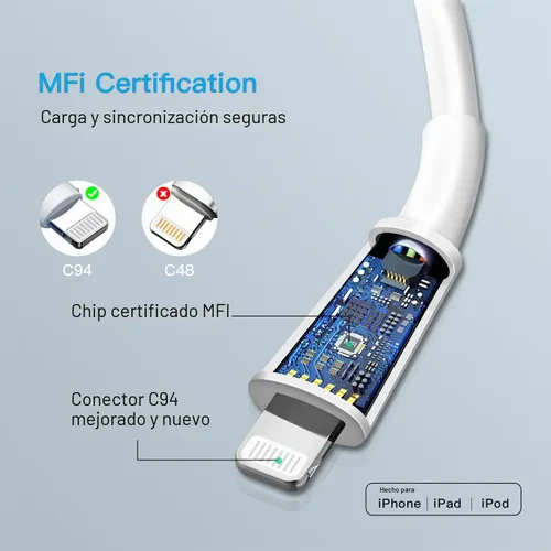 Vista 3 de Mitesbony - Cable USB C a Lightning [certificado MFi] Paquete de 3 cables de carga para iPhone de 1.8 m, entrega de energía tipo C, cable de carga