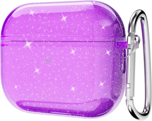 Vista 31 de Svanove Funda para Airpods Transparente con Purpurina, Funda Brillante y Bonita para Airpods de 1ª y 2ª Generación con Llavero, Carcasa Rígida