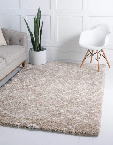 Vista 14 de Unique Loom Rabat Shag Collection - Alfombra geométrica (2 pies x 4 pies 1 pulgada, marfil puro/gris)