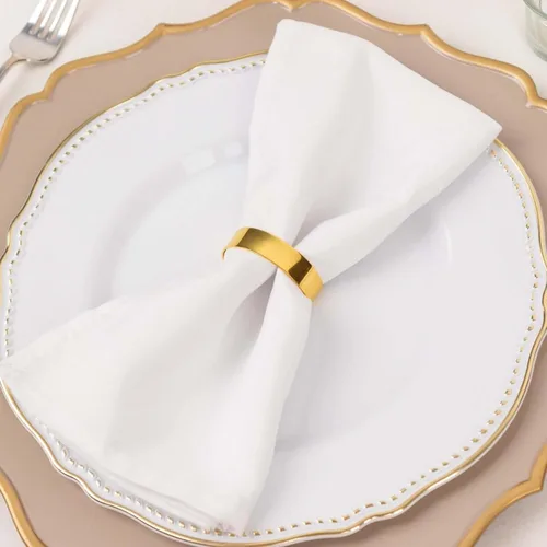 Vista 17 de Efavormart - Servilleteros de lino con hojas ornamentadas de oro metálico, paquete de 4