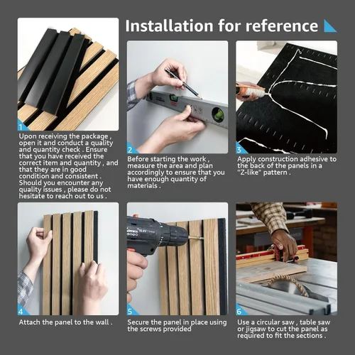 Vista 8 de Art3d Paquete de 2 paneles acústicos de listones de madera de 104" x 15.75" para pared y techo, paneles modernos estriados de absorción de sonido