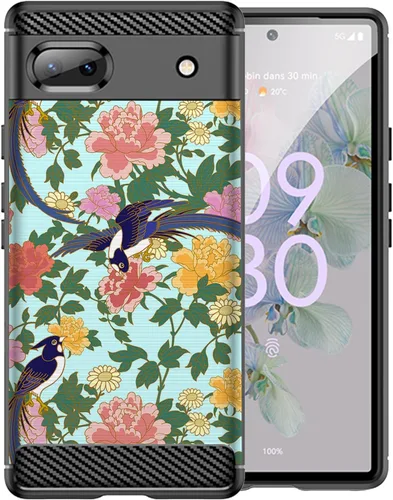 Vista 9 de CasesOnDeck - Funda de TPU negra compatible con Google Pixel 6A (2022) / Pixel 6A, delgada, minimalista, flexible, texturizada, formas abstractas
