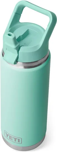 Vista 21 de YETI Rambler Botella de 26 onzas, aislada al vacío, de acero inoxidable, con tapa de popote a juego Rojo rescate