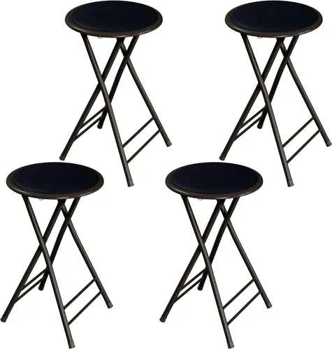 Vista 15 de Lavish Home Taburete plegable con asiento acolchado sin espalda, juego de 2