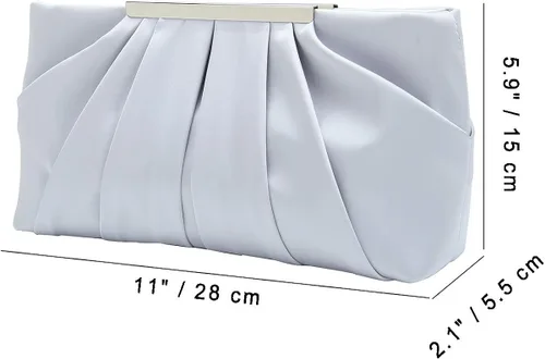 Vista 6 de CHARMING TAILOR Bolso de noche elegante plisado de satén formal simple y elegante para mujer