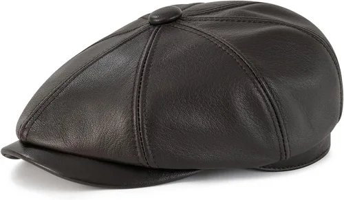Vista 8 de VOBOOM Hombres Mujeres Genuino Newsboy Gorra de cuero 8 Panel Gatsby Ivy Hat Negro