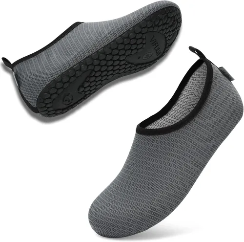 Vista 4 de VIFUUR - Zapatos para deportes acuáticos, calcetines acuáticos, de secado rápido, para yoga, dan la sensación de andar descalzo, sin cordones