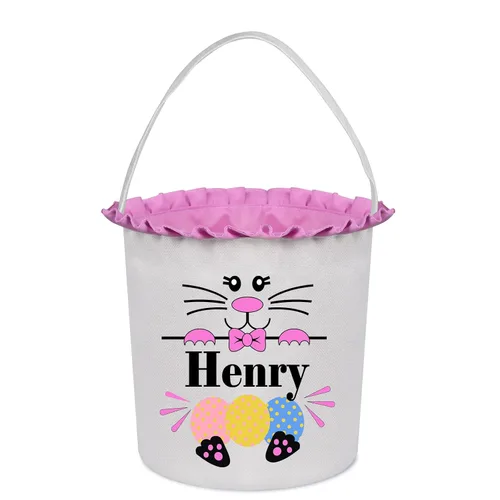 Vista 13 de Cestas de Pascua personalizadas para niños, cesta de caza de huevos de Pascua, bolsas de cesta de Pascua personalizadas, regalos de Pascua para verde