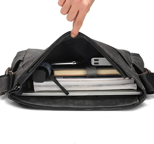 Vista 2 de NZ SIXVONA Bolso de mensajero para hombre, bolso vintage de piel sintética para hombre, resistente al agua, maletines para iPad, bolso cruzado