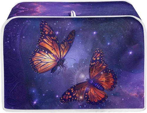 Vista 13 de Bulopur Cubierta de tostadora de 2 rebanadas de pintura de pájaros y flores, tostadora, panificadora, organizador de máquina, bolsa de protección