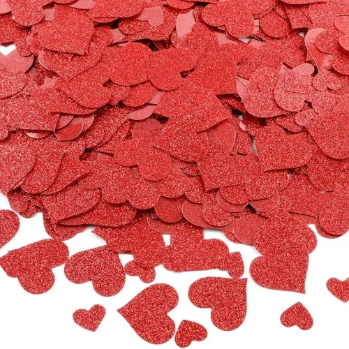 Vista 3 de Paquete de 20 recortes de corazón de papel con purpurina roja deslumbrante, 5, 7 pulgadas, 11.5 pulgadas (paquete de 20), perfecto para decoraciones