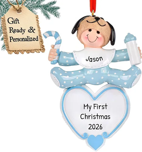 Vista 10 de Adornos personalizados para la primera Navidad del bebé 2024 – Adornos de Navidad personalizados para bebé recién nacido, adorno de primera Navidad