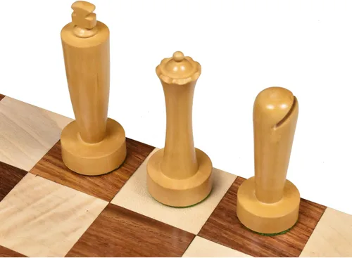 Vista 8 de RoyalChessMall-Berliner - Juego de piezas de ajedrez minimalista moderno de 3.9 pulgadas, boj ebonizado ponderado