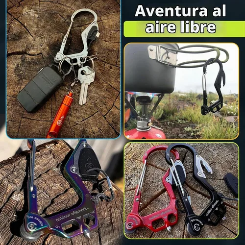 Vista 7 de OUTDOOR ELEMENT Herramienta de escape de emergencia, cortador de cinturón de seguridad, rompecristales, herramienta multiusos, encendedor, mosquetón