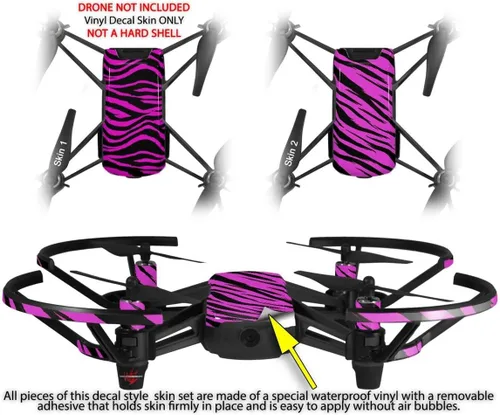 Vista 2 de Skin Decal Wrap 2 Pack para DJI Ryze Tello Drone Rosa Zebra Drone No Incluido