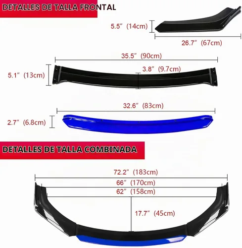 Vista 3 de Xotic Tech alerón de protección para parachoques delantero, negro con azul, kit con barra de acoplamiento ajustable de 8-11 pulgadas