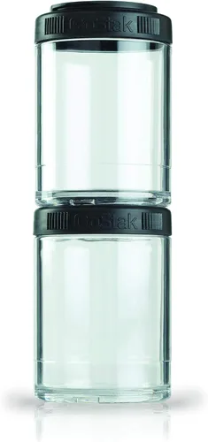 Vista 5 de BlenderBottle GoStak Twist n' Lock - Tarros de almacenamiento, paquete de iniciación de 4 piezas, color negro