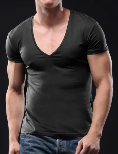 Vista 2 de Zecmos - Camiseta unisex con cuello en V profundo para hombre