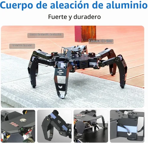 Vista 7 de Kit de robot Hexapod para ESP32, robot araña STEM para caminar, soporta programación Arduino C, App RC, transmisión de video, kit de marco