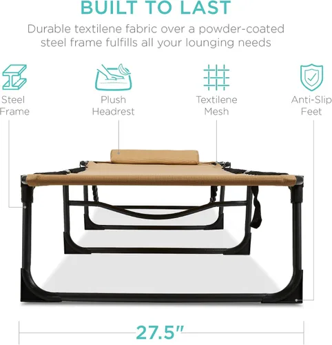 Vista 5 de Best Choice Products - Tumbona para patio reclinable, plegable, portátil para exteriores, con 8 posiciones, asas, capacidad de 300 libras