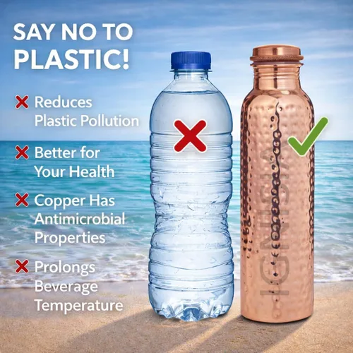 Vista 7 de Botella de agua de cobre de 34 onzas, botella de agua de cobre 100% puro para beber, ecológica, probada en laboratorio, a prueba de fugas