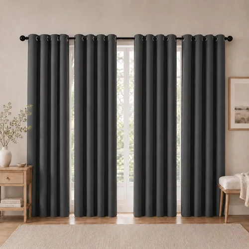 Vista 25 de Cortinas de oscurecimiento de habitación de 45 pulgadas de largo para dormitorio y sala de estar, cortinas térmicas aislantes con ojales