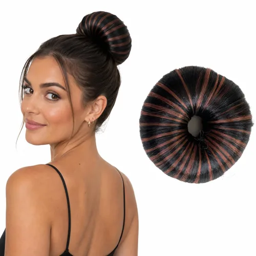 Vista 5 de Anillo para crear rodete en cabello, varios colores de Hair Donut Up Do , Negro negro #DK3