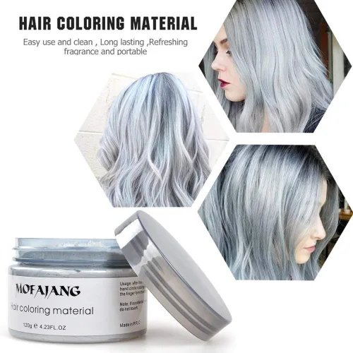 Vista 5 de NYKKOLA Cera unisex para el cabello, tinte de color crema para peinar, pomada de peinado natural, lavable temporal, fiesta cosplay (gris mate ceniza)