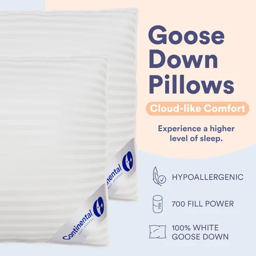 Vista 4 de Continental Bedding Almohada de Plumón de Ganso Serenity Plumón Blanco Húngaro 700 Fill Power Funda de Algodón Damasco 400TC Fabricado