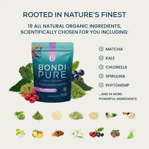 Vista 5 de Bondi Pure - Bebida diaria de salud y desintoxicación - Promueve la salud intestinal y el apoyo energético durante una limpieza o ayuno intermitente