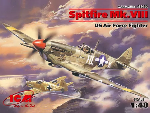 Vista 2 de ICM 48065 - Avión militar de plástico Spitfire Mk.VIII, modelo de avión WWII USAAF Fighter - Escala 1:48