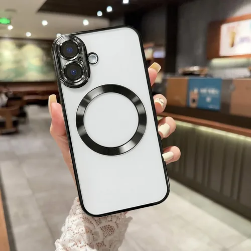 Vista 26 de Funda magnética transparente compatible con iPhone 11, lujosa funda MagSafe transparente a prueba de golpes con protector completo de lente