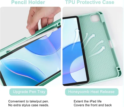 Vista 4 de Funda de teclado para iPad Pro11 "1ª/2ª/3ª/4ª generación con soporte para lápices, compatible con iPad Air4/Air5/Air de 11 pulgadas M2, teclado