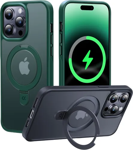 Vista 45 de CASEKOO - Funda diseñada para iPhone 14 Pro con soporte magnético invisible [protección contra caídas de grado militar] [compatible con MagSafe]